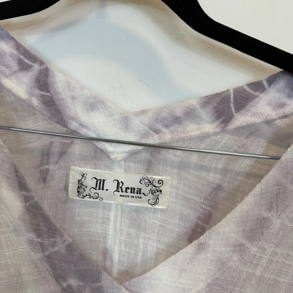 M. Rena Large Tie Dye Tunic Top Gauzy Lightweight Cotton Blend V-Neck - Picture 4 of 9